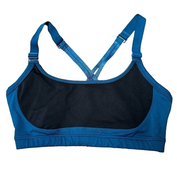 Fabletics Peacock Blue and Black Racerback Sports Bra, Medium - Picture 1 of 4